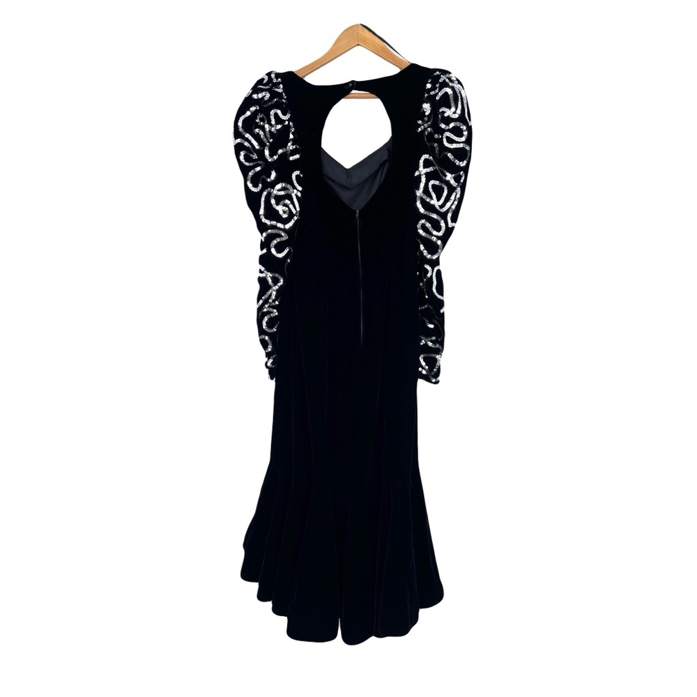 vintage velvet evening dress sequin 80s Dave &‎ Johnny - Picture 5 of 13